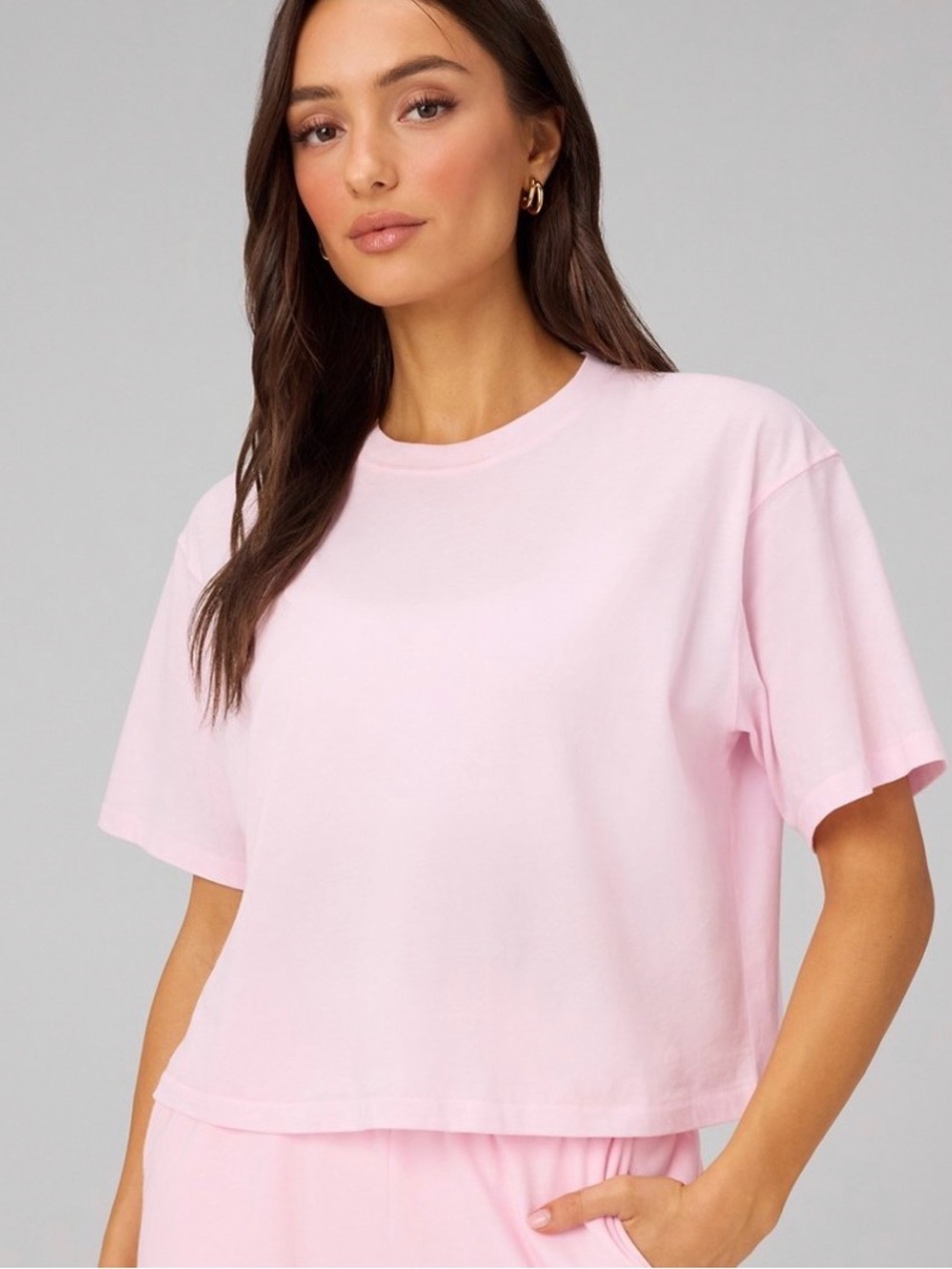 Fabletics Cotton Boxy Tee Soft Pink